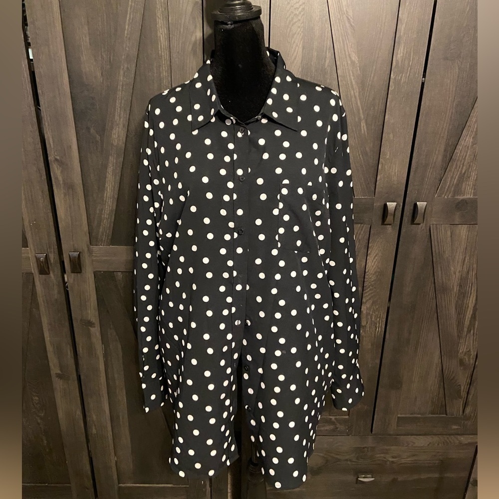 MERONA Women's Polka Dot Button Shirt XXL